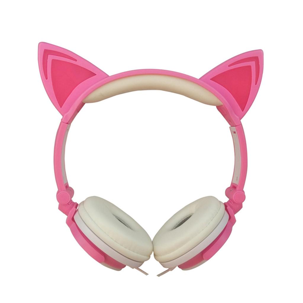 Foldable Cat Ear LED Music Lights Headphone Earphone headset for Laptop MP3