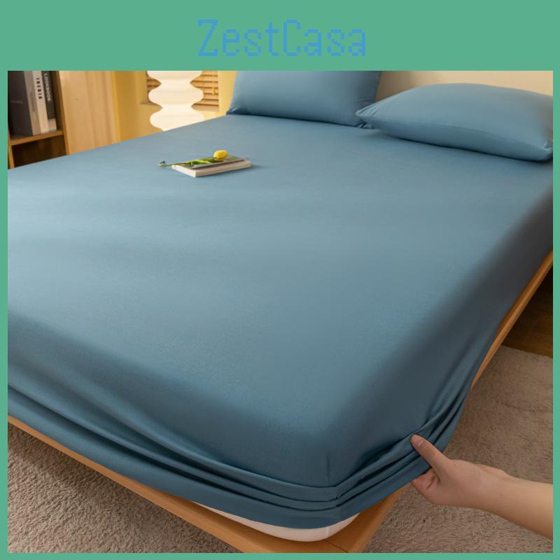 Solid Cotton Color Bed Washed Sheet Cover For Dorms Single Piece Mattress Protector