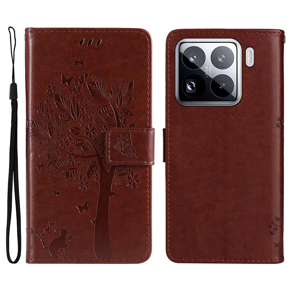 For Xiaomi 15 Pro Phone Case with Stand Cat Tree Pattern Leather Wallet Mobile Cover