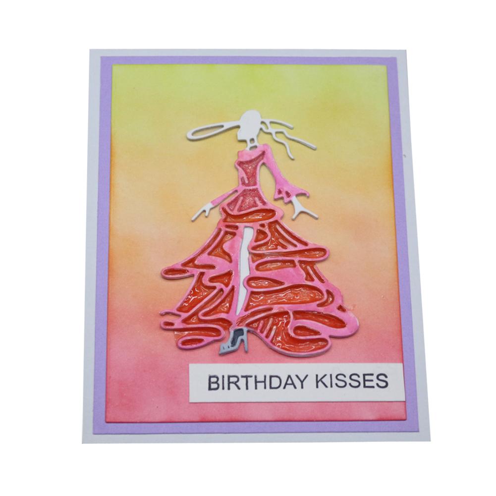 Ladies' Princess Dress Frame Metal Silvery Stencil Embossing Cutting Dies For Diy Scrapbooking Paper Album Cards Making