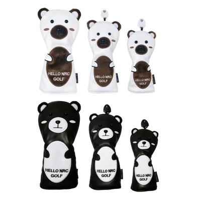 Fundas Impermeables para Cabezas de Palos de Golf para Fairway y UT Oso y Oso Polar Oso Polar Utilitario, Driver, Madera, (Diseños Negros) (1 FW)