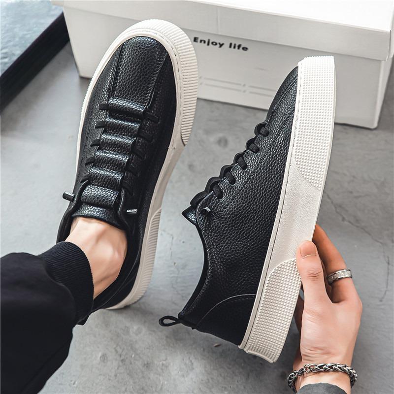 Fashion Brand Men's Leather Casual Shoes for Men Slip On Sneaker White Loafers Fashion Flats Sports Shoes Luxury Shoes Chaussure Hommes