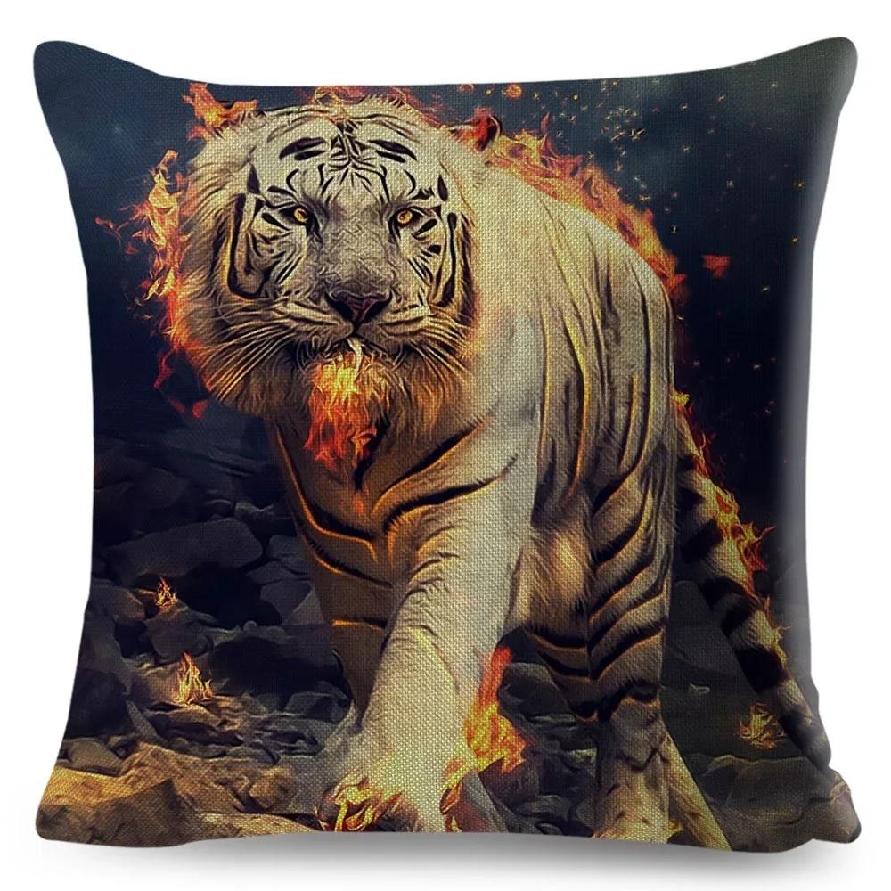 Mythology Lion Wolf Horse Pillow Case Decor Cartoon Water Color Animal Cushion Cover Polyester Pillowcase for Sofa Car Home