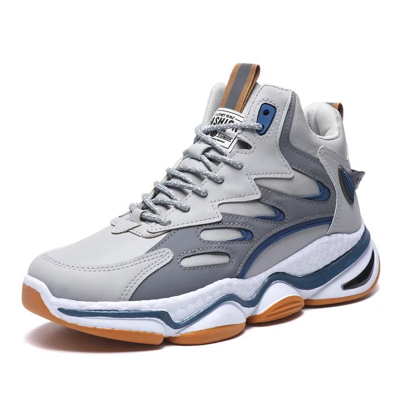 Fashion Thick Bottom Shoes Men High Top Casual Waterproof Versatile Sneaker Non-slip Breathable Running Shoes Tenis Masculino