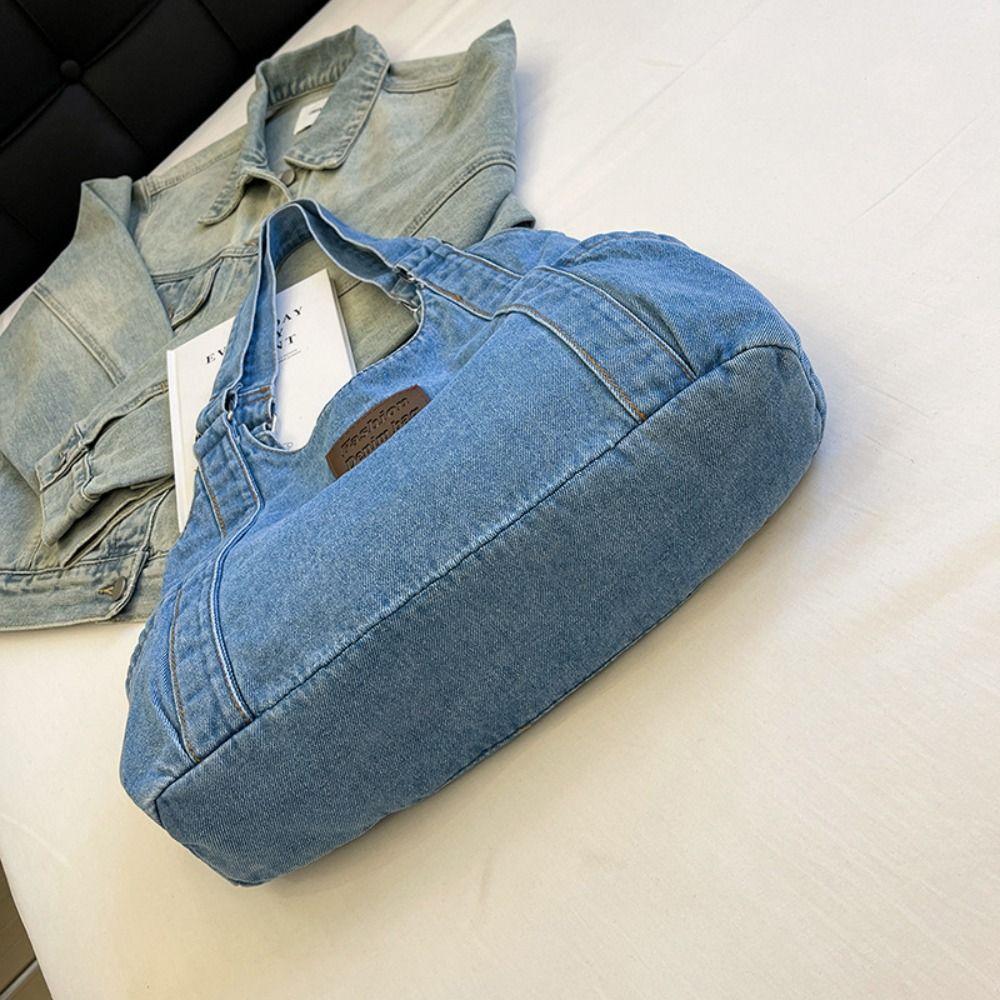 Retro Denim Shoulder Bag Korean Style Underarm Packs Sweet Handbag Office Worker