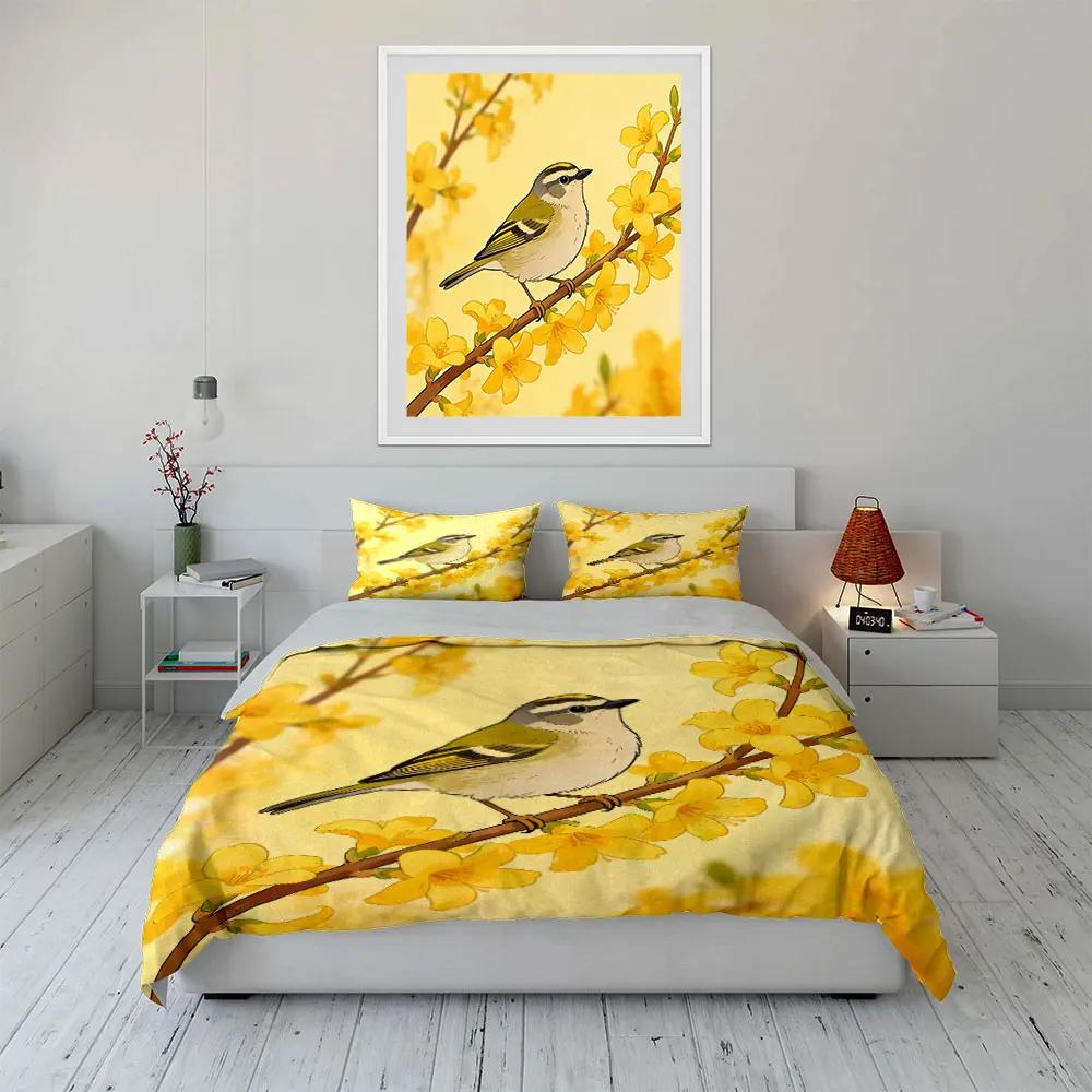 "Bird Floral Decorative Set" Soft Comfortable Duvet Cover Bedding Set Included 1*Duvet Cover & 2*Pillowcases gift