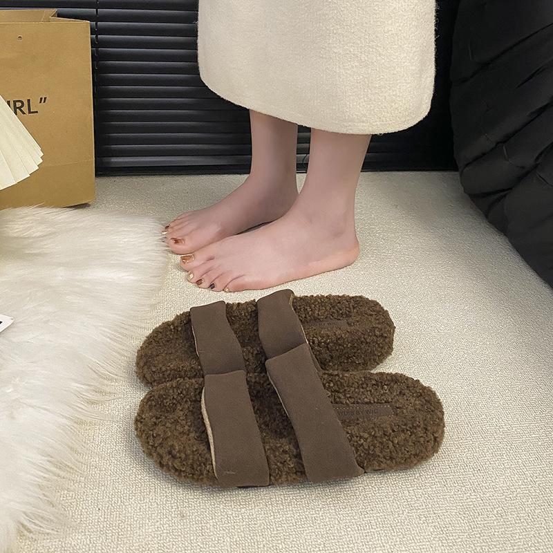 Comfortable Soft-soled Fashion Mao Mao Slippers Retro Fashion Outer Wear 2025 Versatile Word with Thick-soled Mao Mao Shoes Women's Trend