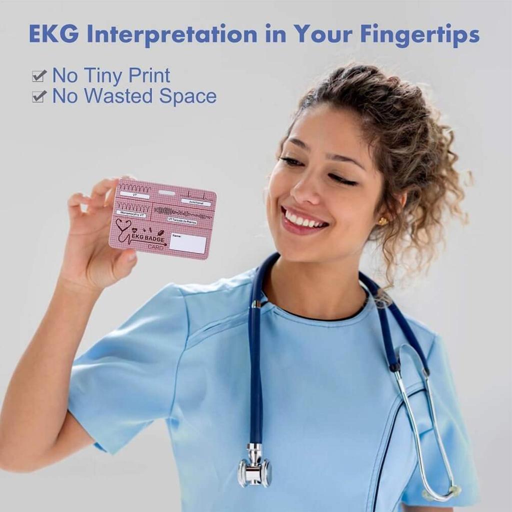 Ekg Card Nurse Badge Reference Cards Cardiac Accessories Supplies 3 Piece Reference for Icu Er Telemetry Rn Clinicals Work