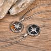 Stainless Steel Jewelry Fashion Compass Charm Necklace For Men Chains Dad Boyfriend Birthday Valentine's Day Gift