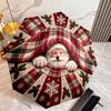 Christmas gifts, bells, Santa Claus, snowman, Christmas tree umbrella, home essential, wrought iron tri-fold portable all-season outdoor umbrella H27