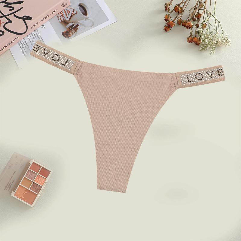 Women's Sexy Leopard Underwear Rhinestone Letter Belt Thongs Female Seamless Stretchy Panties 14 Colors Low-Waisted Lingerie