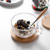Große japanische Frühstückstasse aus gehärtetem Glas mit Bambusdeckel & Holzlöffel