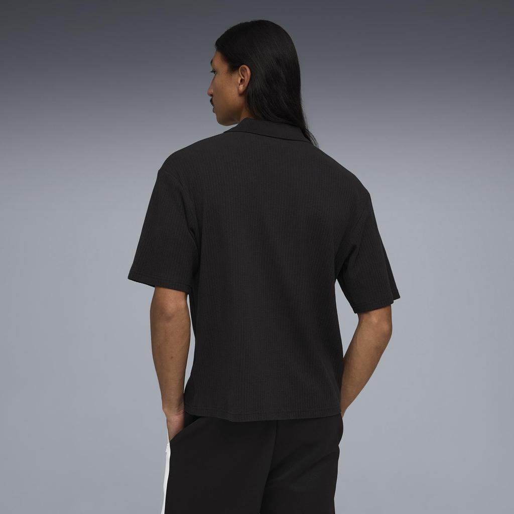 Casual WARDROBE ESS Boxy Waffle Polo Shirt 636807 Black [Puma] Men's (01)