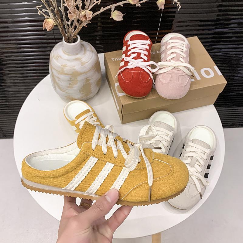 

Popular bag head half slippers women s summer wear 2025 new heelless red moral training shoes lazy one pedal sandals 40