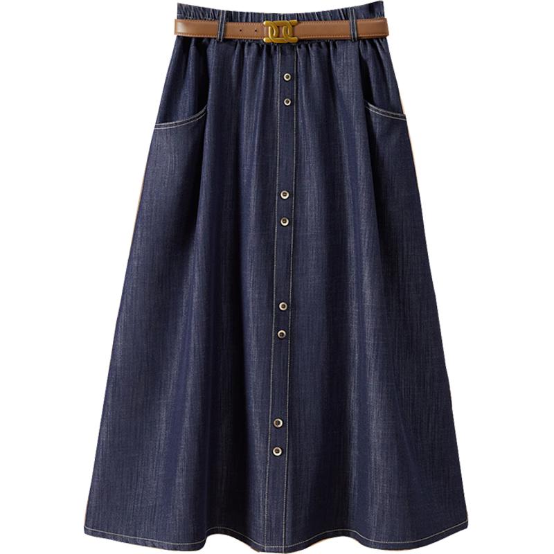 Women s Elastic High-Waist A-Line Midi Skirt S