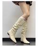 British style but knee boots children's boots 2025 new versatile thick heel pleated pile boots fashion knight boots