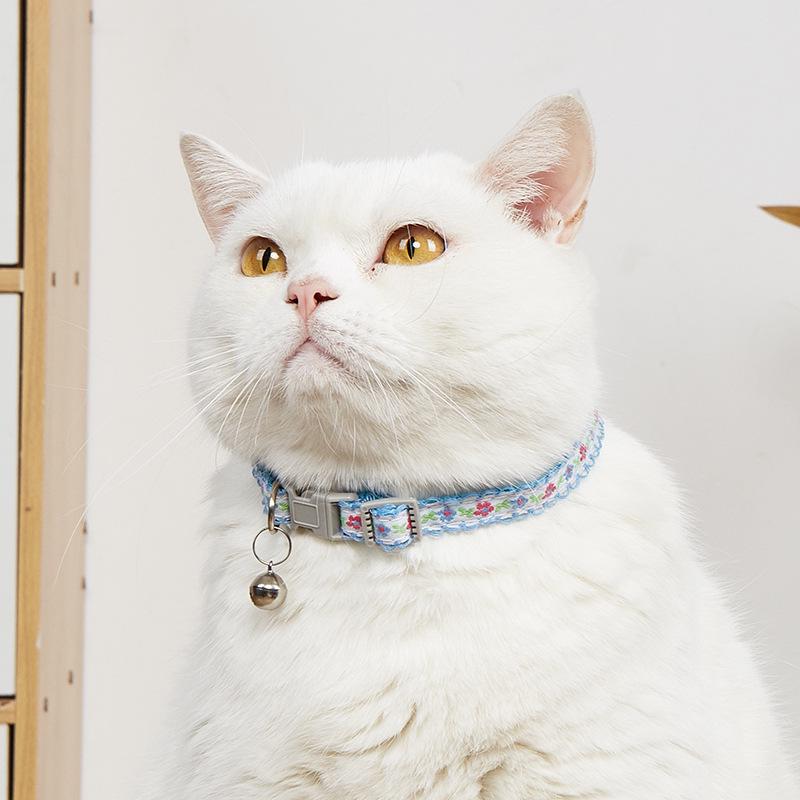 Floral Safety Buckle Collar for Small Dogs & Cats with Bell