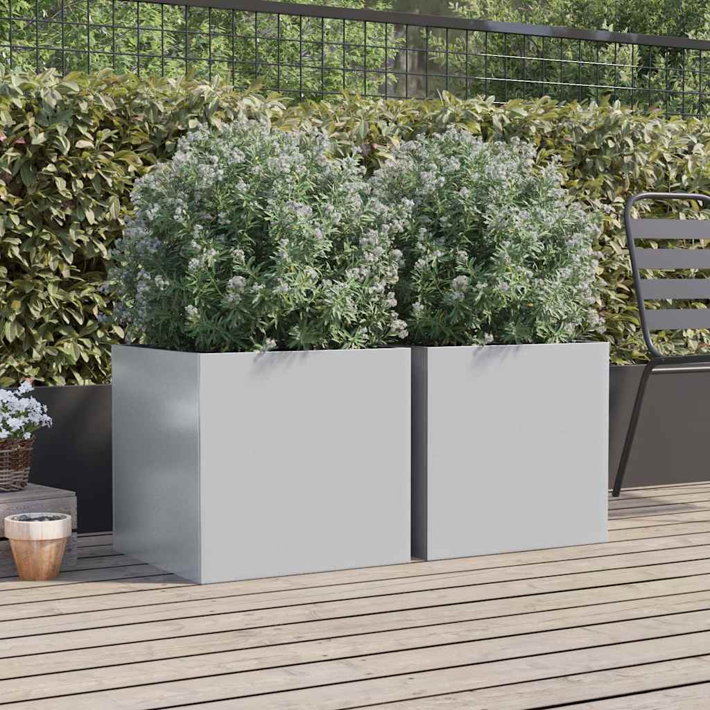 Vidaxl Planters, 2 Pcs, Silver, 49X47X46 Cm, Galvanized Steel