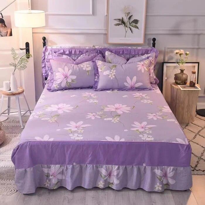 Ensemble de 3 pièces en pur coton doux pour la peau, confortable, anti-acariens, couvre-lit à imprimé floral 100 % coton et 2 taies d'oreiller