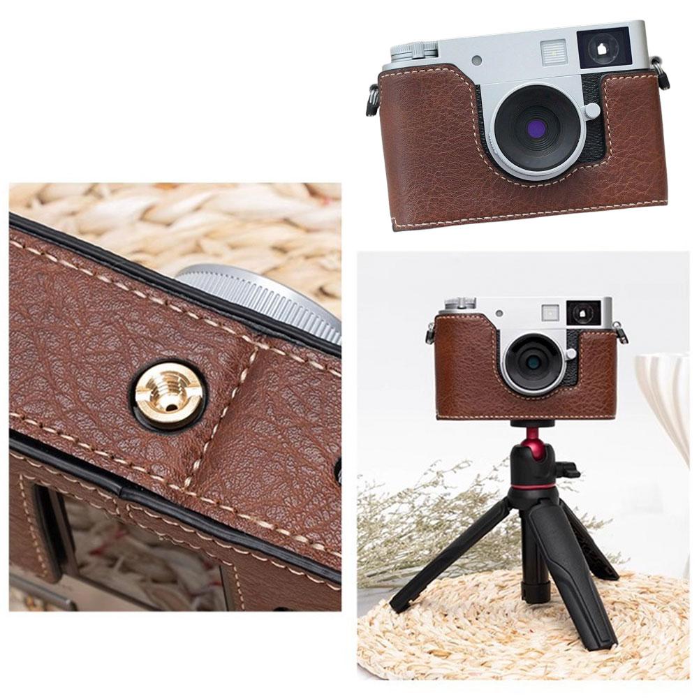 Half Body Leather Camera Bag For Fuji X-half Quick Release Protective Shell Bottom Cover Camera Carrying Bag