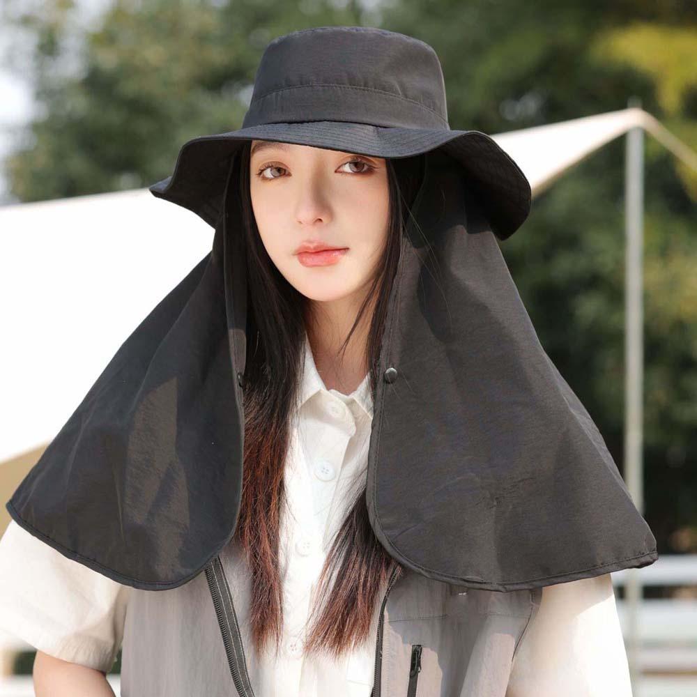 Breathable Mountaineering Cap Elastic Women Sun Cap Ponytail Cap Shawl Fisherman Hat Travel