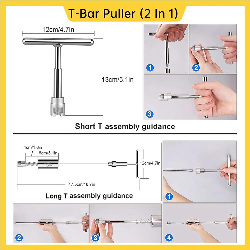 Car Dent Puller T Dent Repair Tool Auto Body Suction Cup Tool Slide Hammer Reverse Hammer Puller Tabs for Car Dent Ding Remover
