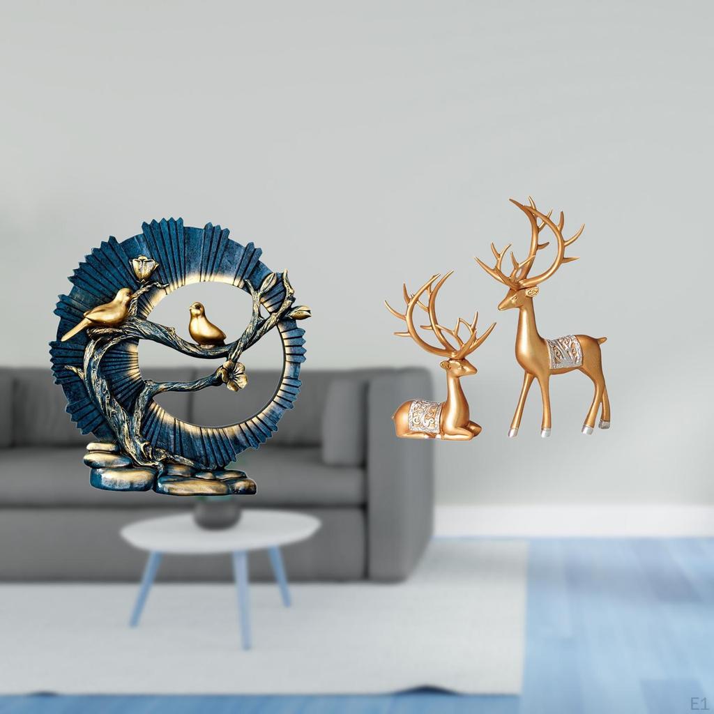 European Resin Reindeer Figurine Ornament for House Decorations Bookshelf Living Room Indoor Desk