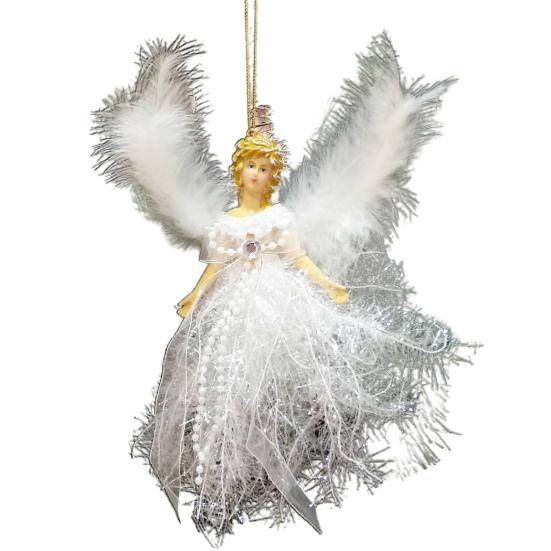 

Подвесная кукла, очаровательная широкая ткань, рождественское плюшевое украшение в виде ангела для дома белый