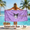 Custom Text Beach Towel, Soft Absorbent Swimming Multi-use TowelKuromi