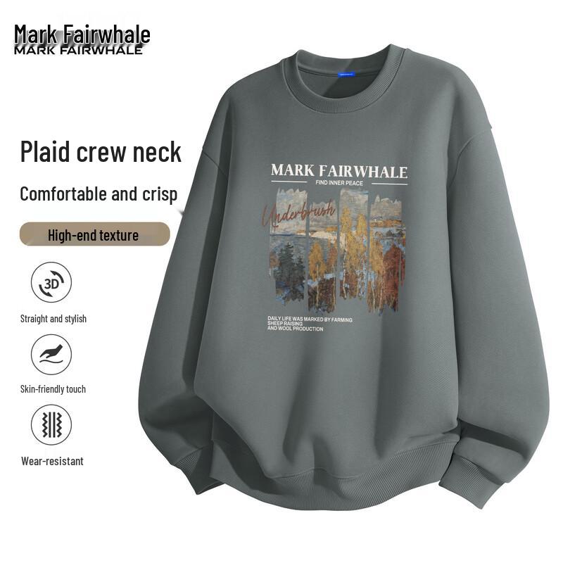 MARK FAIRWHALE Men's 2025 Trendy Loose Fit Round Neck Sweatshirt