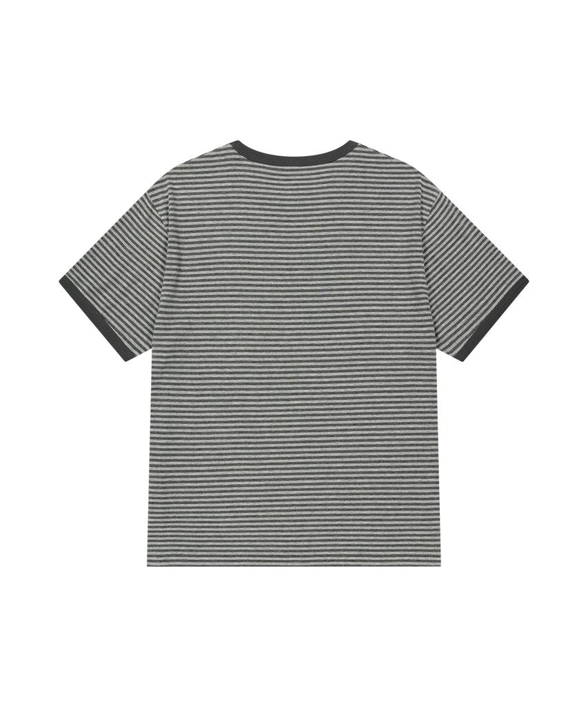 MAHAGRID Basic Logo Stripe Ringer Tee Gray(Mg2Gmmt528A)
