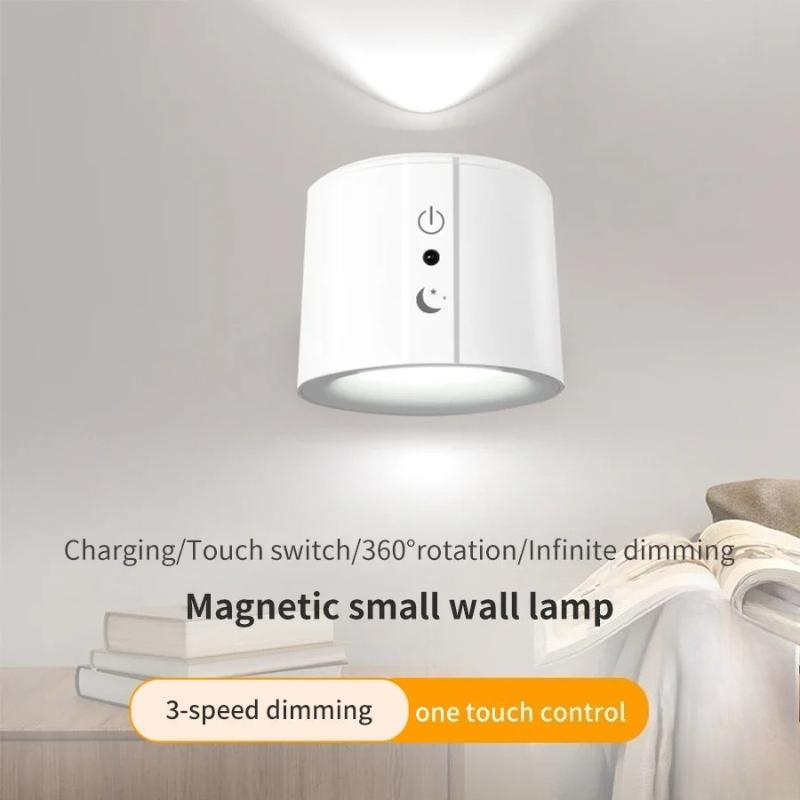 LED Wall Sconces Light Touch Control Double Head Wall Lamp 360 Rotatable 3Colors Wall Lights Wireless Night Lights Bedroom Light