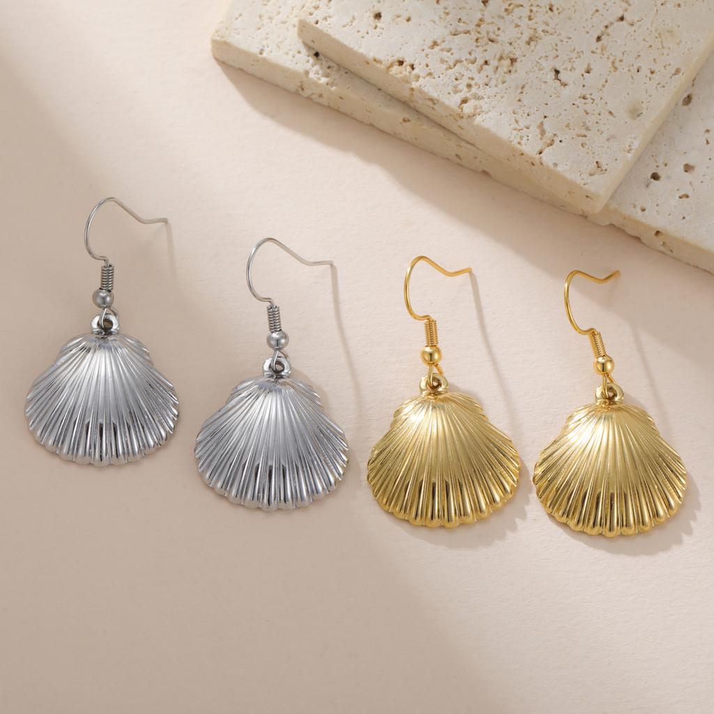 Unift Waterproof Ocean Shell Dngle Earrings for Women Stainless Steel Earring Gold Plated Sea Animal Pendant Zircon Summer Gift