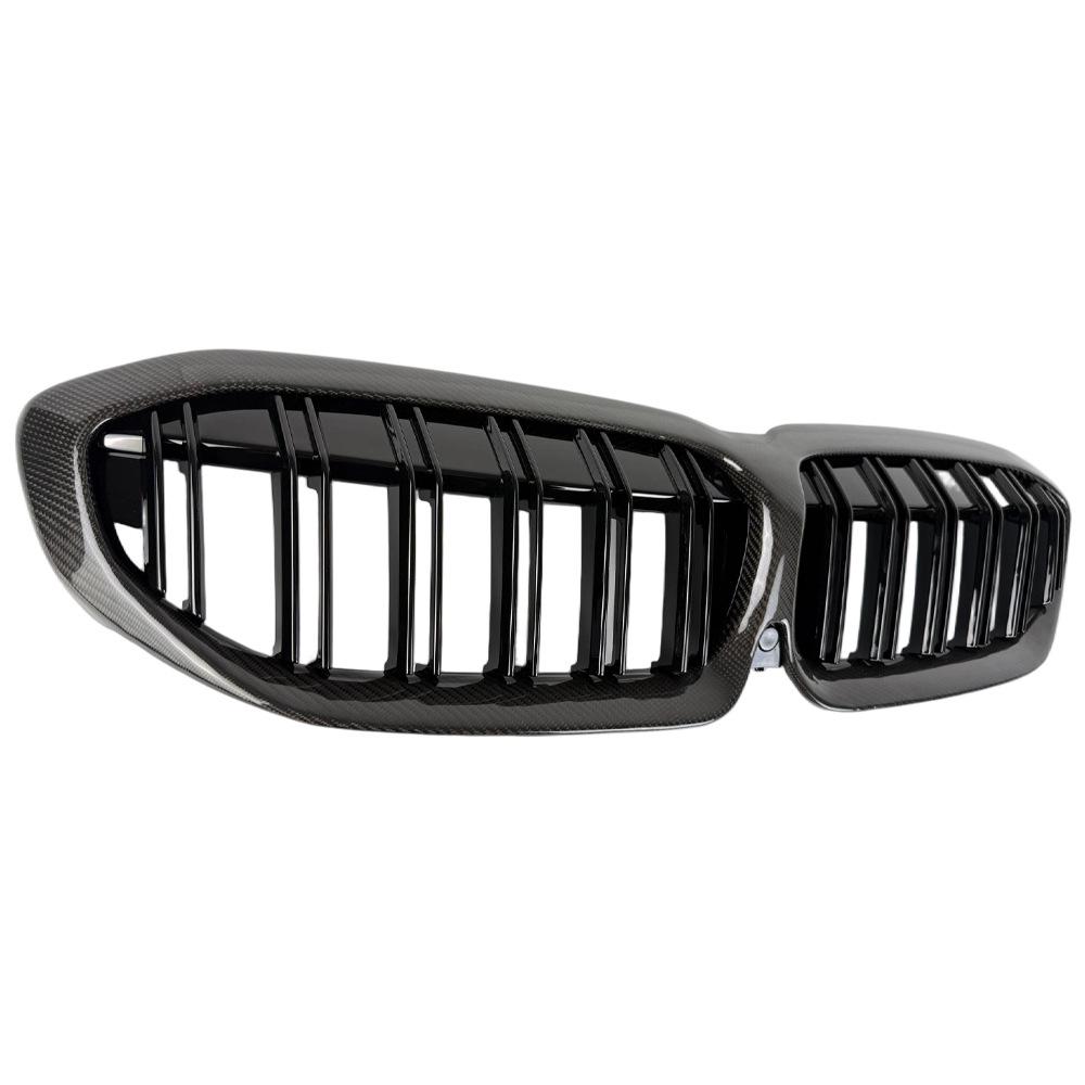 Carbon Fiber Dual Line Grille for BMW 3 Series G20/G28 (Warrior Style, Bright Black, Early G20 Compatible)