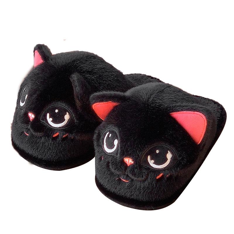 New Cute Cartoon Elf Cat Slippers Winter Indoor Home Velvet Warm Non-slip Fluffy Cotton Slippers