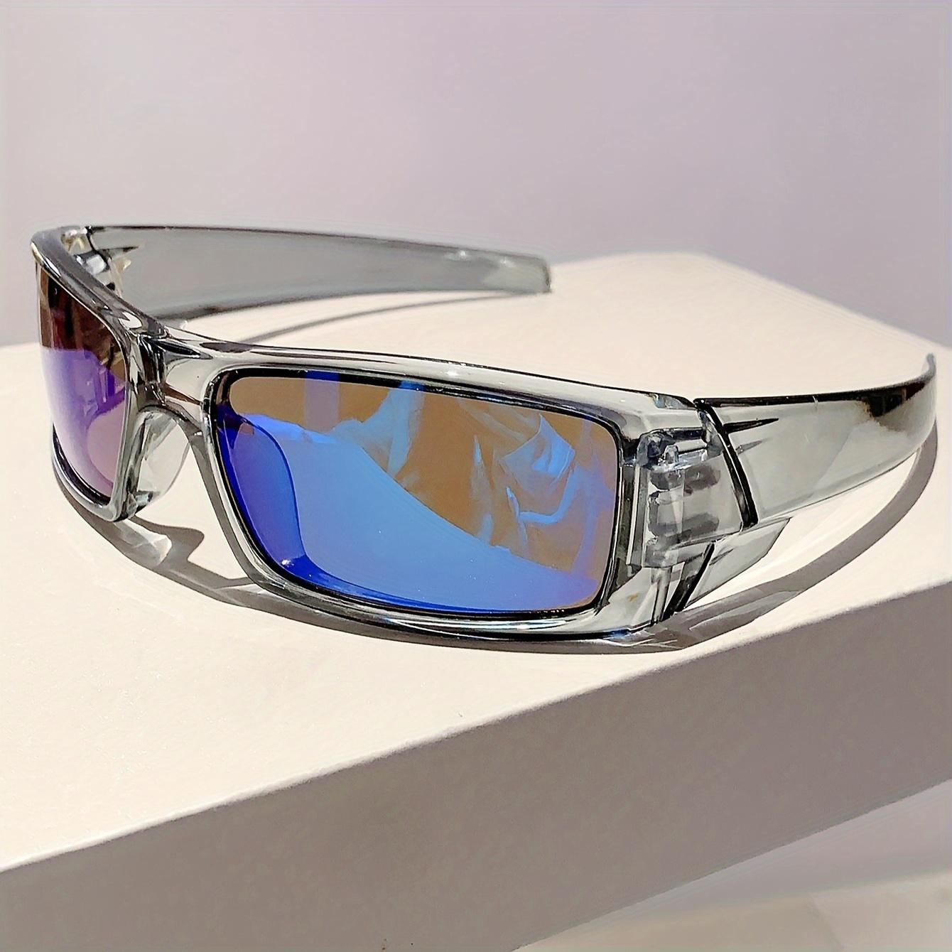 

New Fashion Men Wrap Glasses Lightweight Design Decorative Glasses Gradient Color Simple Style Glasses серо голубой