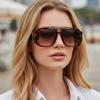 SO&EI Vintage Double Bridges Square Women Sunglasses Fashion Brand Designer Gradient Shades UV400 Men Sun Glasses