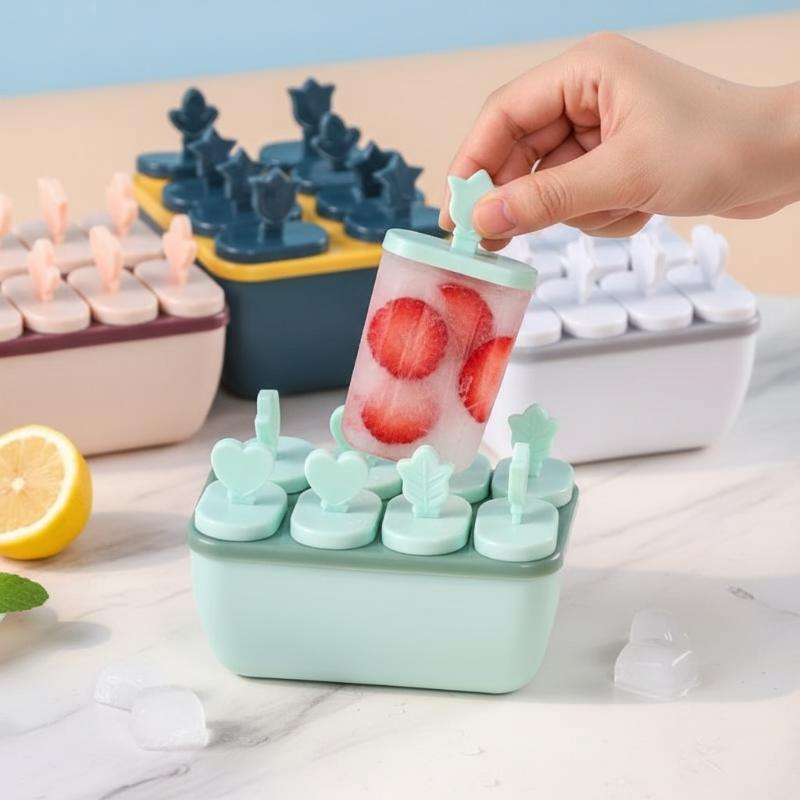 DIY 8 Cell Popsicle Mould Reusable Ice Cream Maker Kids Easy Home Summer Party Delight Kitchen Accessory