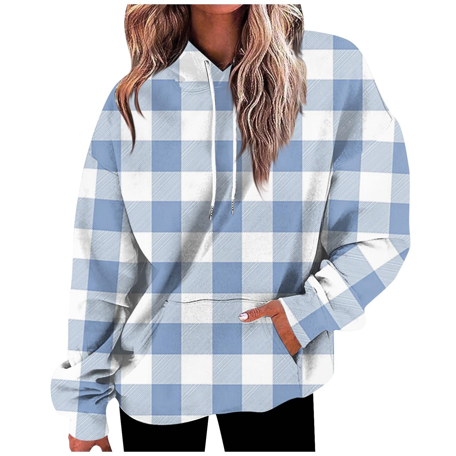 

Женская мода Повседневные Универсальные повседневные толстовки с круглым вырезом Графика Повседневные с длинным рукавом Лоскутная верхняя одежда с принтом в виде решетки Толстовки XXXXL