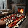 Southwestern Aztec Star Print Area Rug, Turquoise & Orange Tribal Design Non-Slip Floor Mat for Living Room Bedroom Home Decor