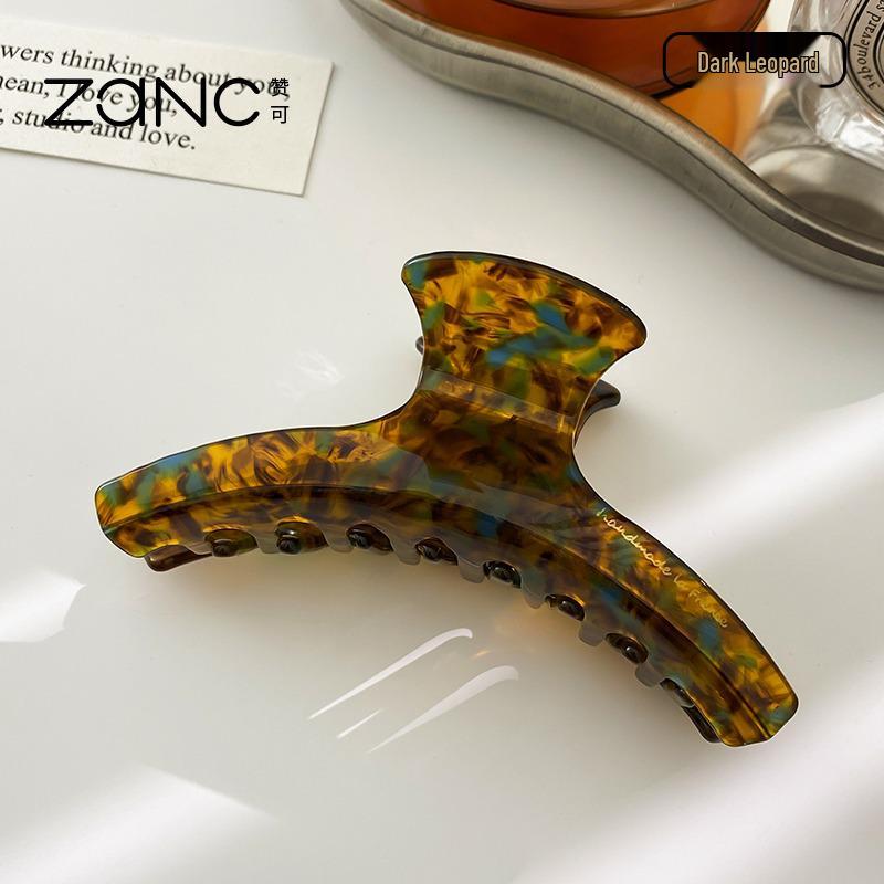 French Retro Leopard Print Acetate Hair Claw Clip for Bun & Ponytail