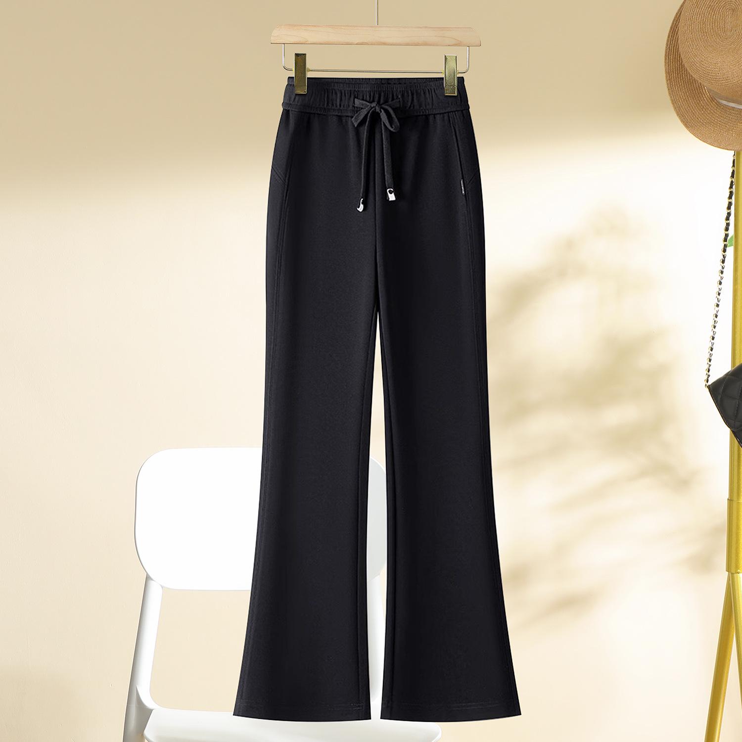 

Women s Black Micro Flare High-Waist Pants - Slimming, Loose, Non-Clingy, Casual for Spring/Autumn 2025 Size 28 (105-115 lbs)