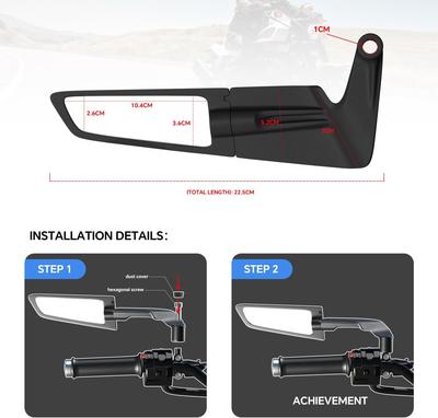 Dla Kawasaki Z900 Z650 Z125 Pro Z250 Z400 Z300 Z800 Z750 Z900 Z1000 Obrotowe Regulowane Lusterka Motocyklowe Lusterka Boczne Skrzydłowe