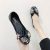 Square Head Flat Bottom Shallow Mouth Rhinestone Ladyshoes Xiaoxiang Retro Single Shoes Women's 2025 Summer and Autumn New Ins Versatile