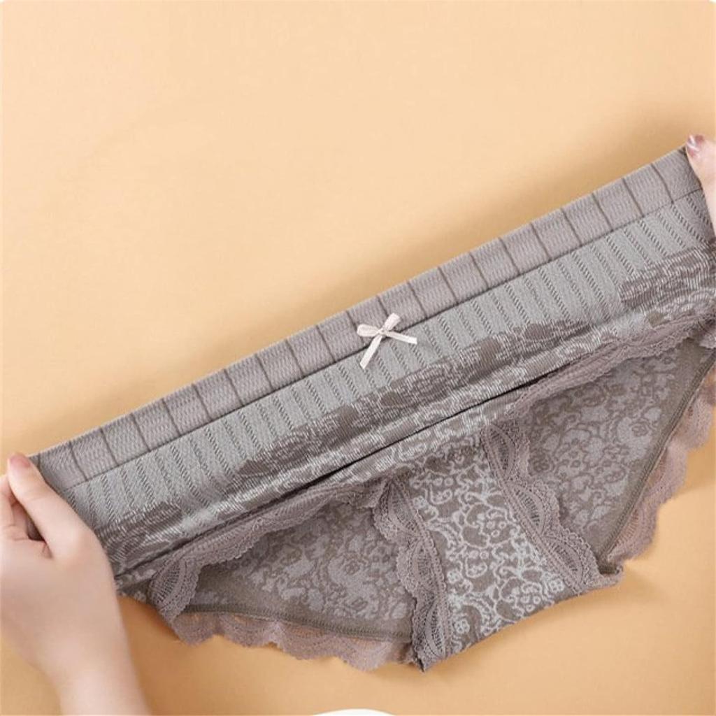 3-Pack Women's High Waist Cotton Lace Briefs Soft Seamless Underwear with Tummy Control