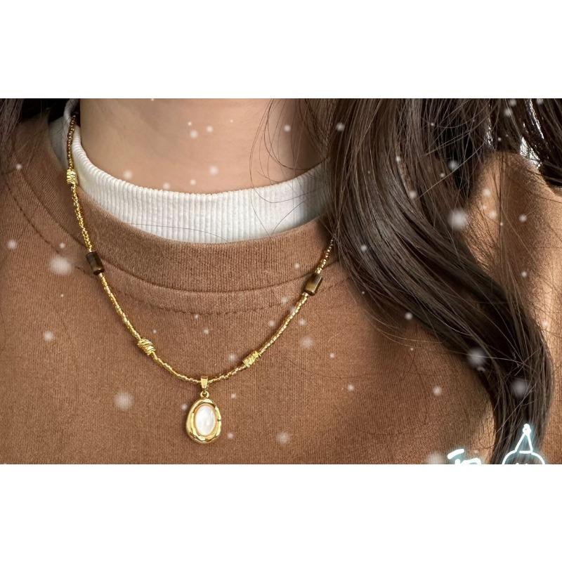Exclusive, Low-key, Luxurious, Retro Beaded Necklace for Women, Collar Chain, Neck Chain, Gift