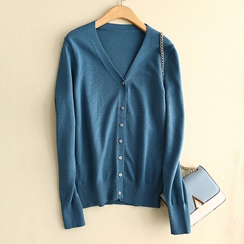 Damen Strickjacken Herbst Winter Einreihig V-Ausschnitt Gestrickter Pullover Frühlingsmode Kurze Strickwaren Einfarbige Strickjacke Pullover