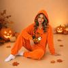 Women's Flannel One-Piece Jumpsuit with Halloween Print for and Costume Wear