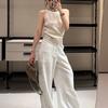 American Style Round Neck Cable Knit Top Knitted Vest Designed Summer Slim Fit Slimming Sleeveless