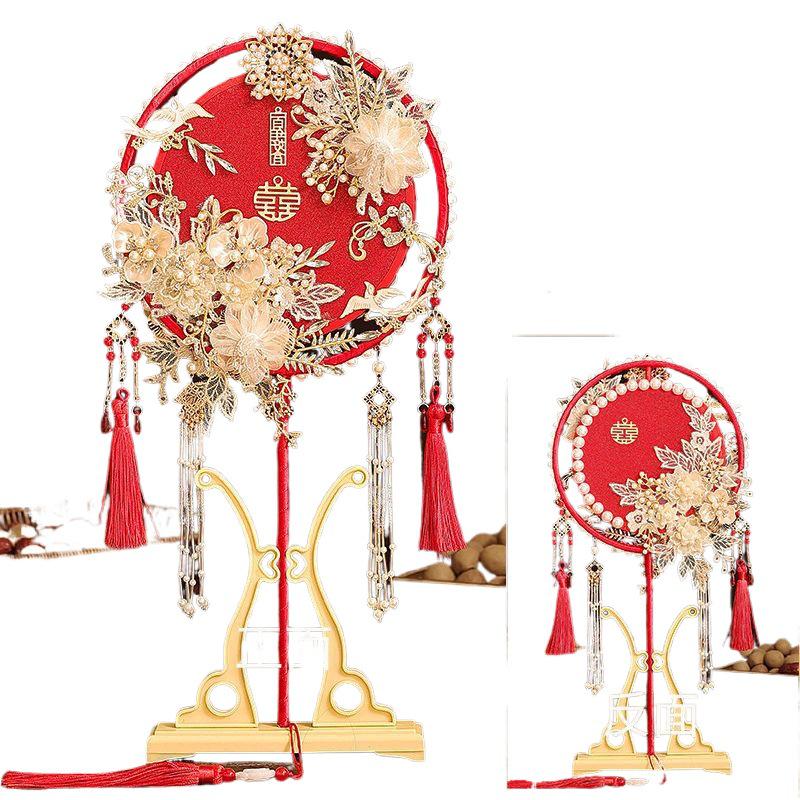 Handmade Double-Sided Chinese Style Luxury Bridal Round Fan - Perfect Gift for Friends' Wedding